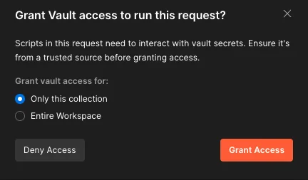 Granting Collection access to the Postman Vault